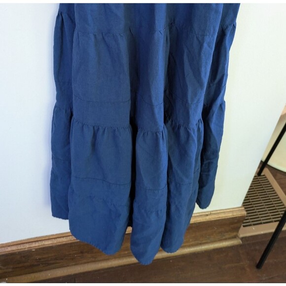 House of Harlow 1960 Linen Blend Tiered Dress Medium Boho Flowy Tie Midi Maxi XS - Picture 3 of 5